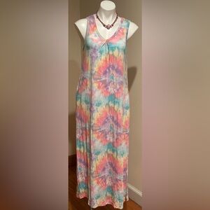 KOOKABURRA By UGG Multi Color Tie Dye Sleeveless Maxi Dress Sz XS .